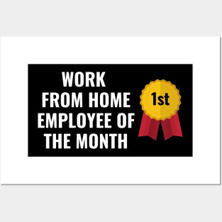 Work From Home Employee of the Month Funny Ribbon Text Design Posters and Art